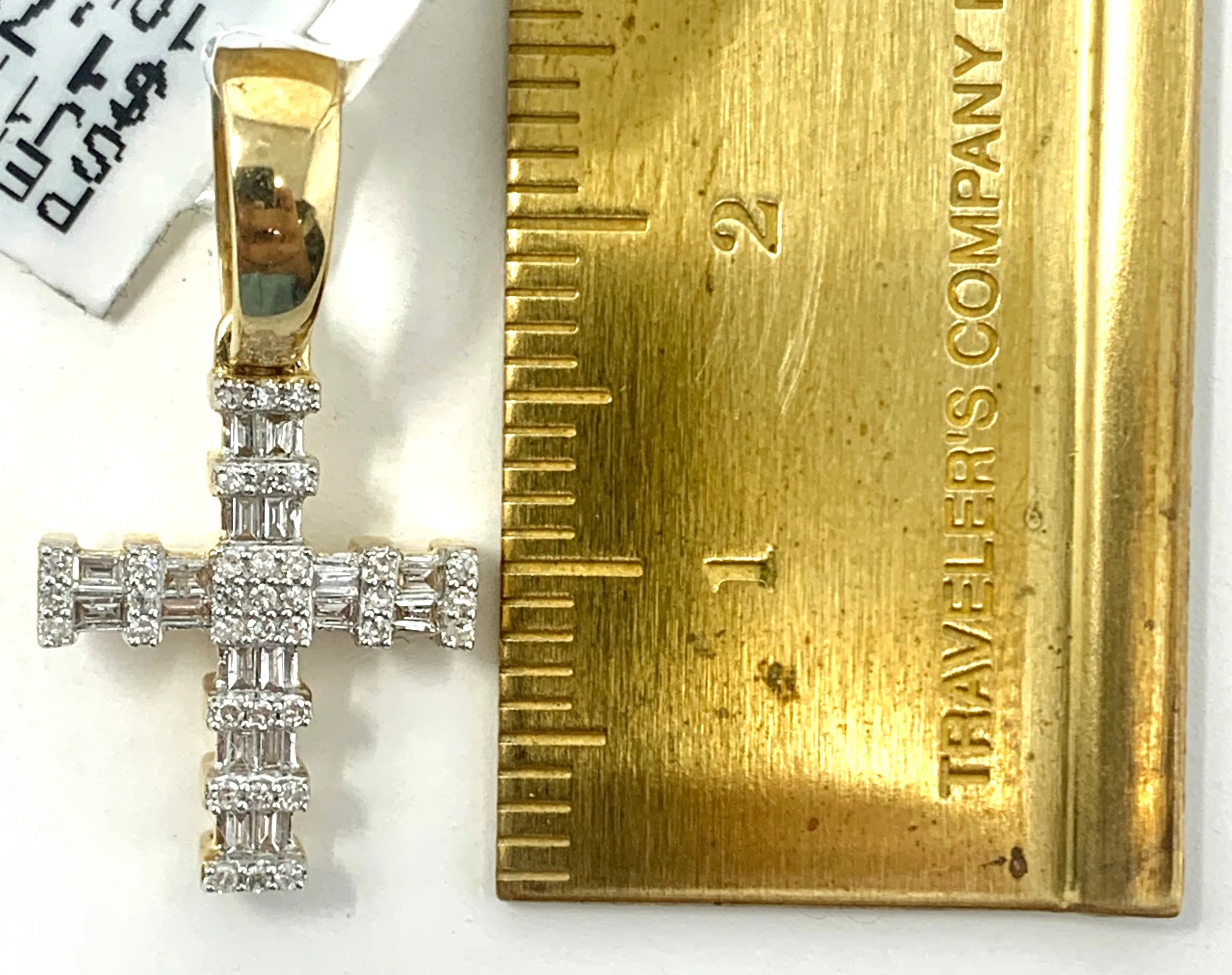 10K 0.25CT Yellow Gold Box Cross Pendant Charm