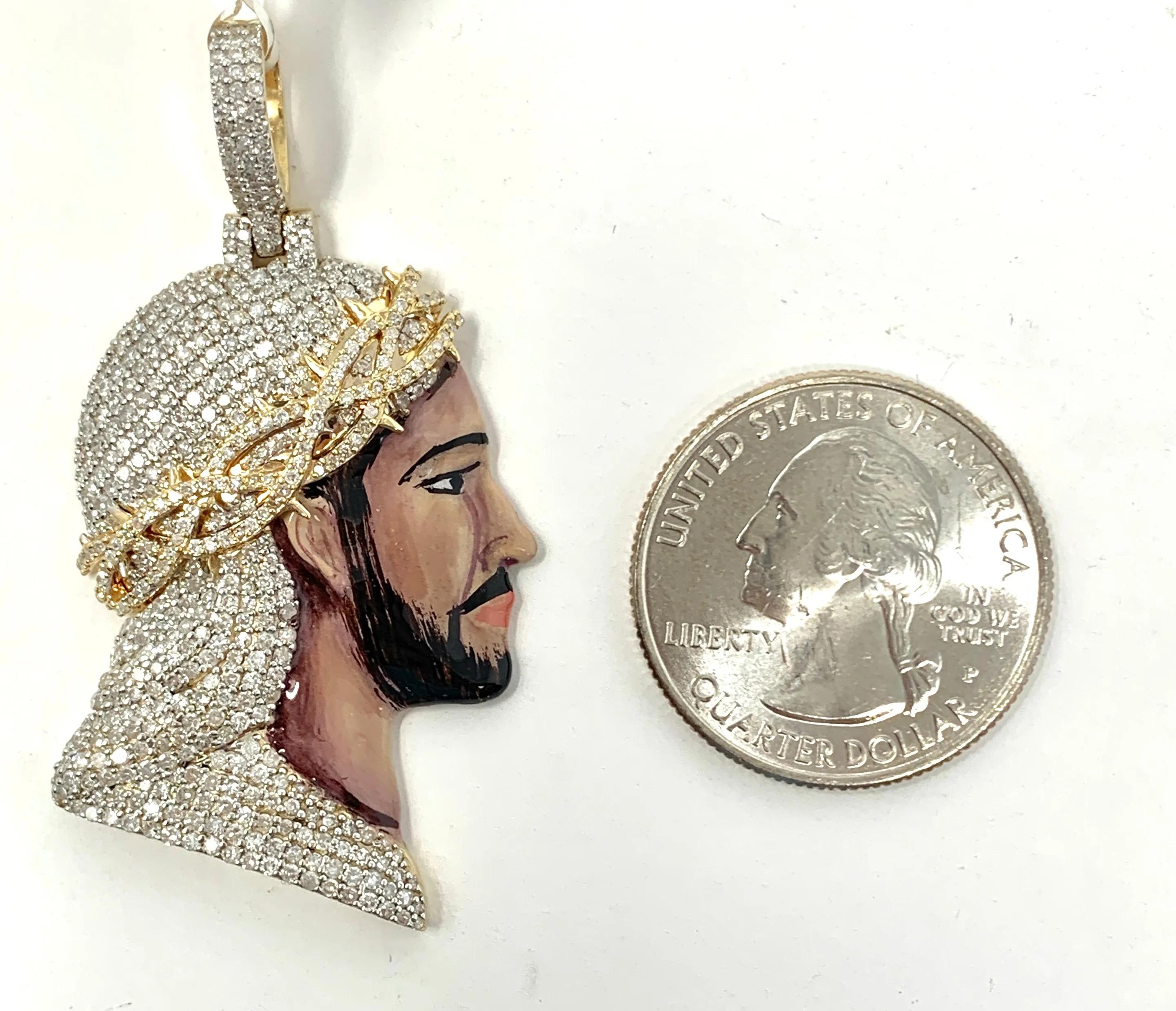 10K 1.90CT Enamel Jesus Pendant Charm