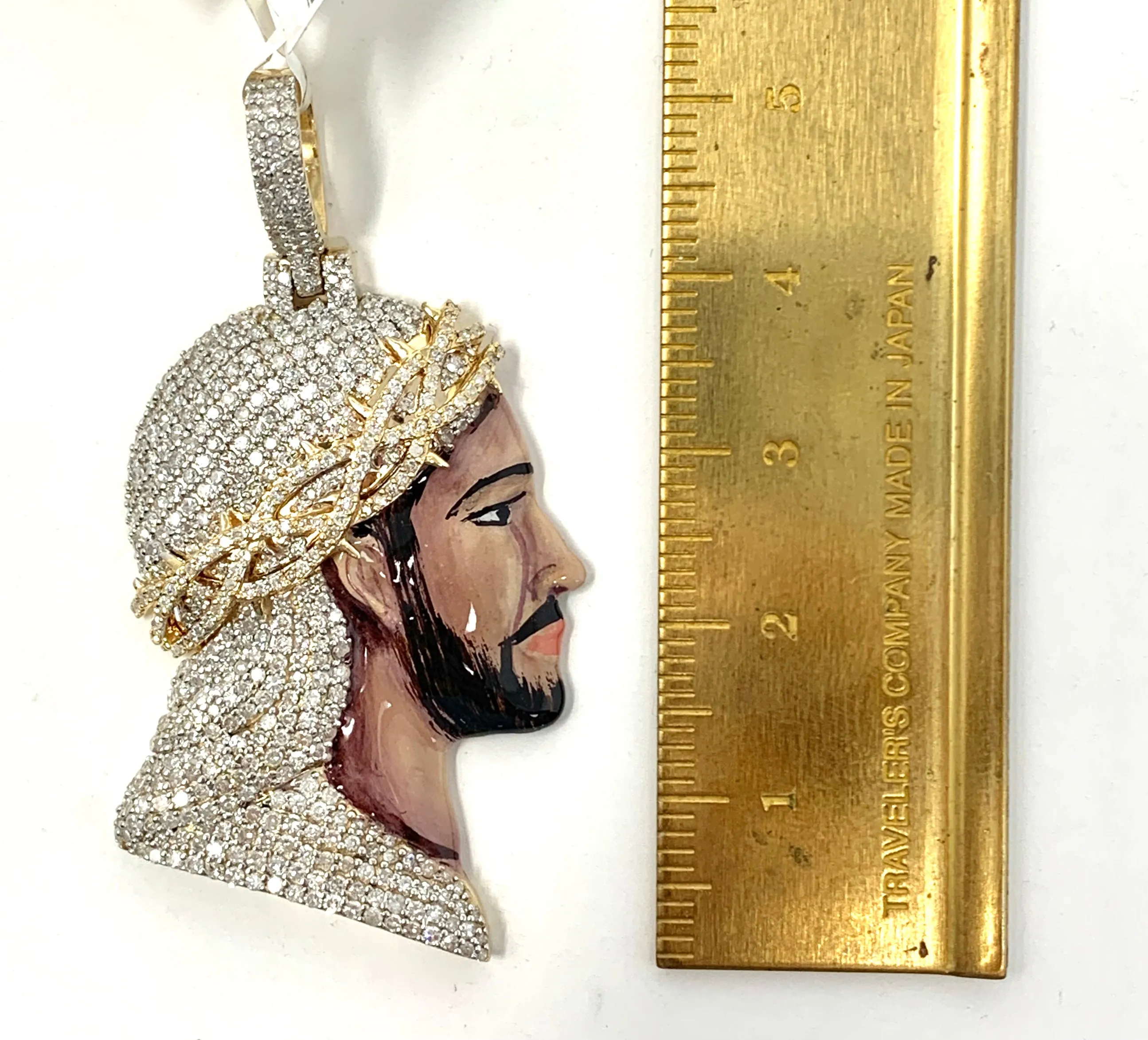 10K 1.90CT Enamel Jesus Pendant Charm