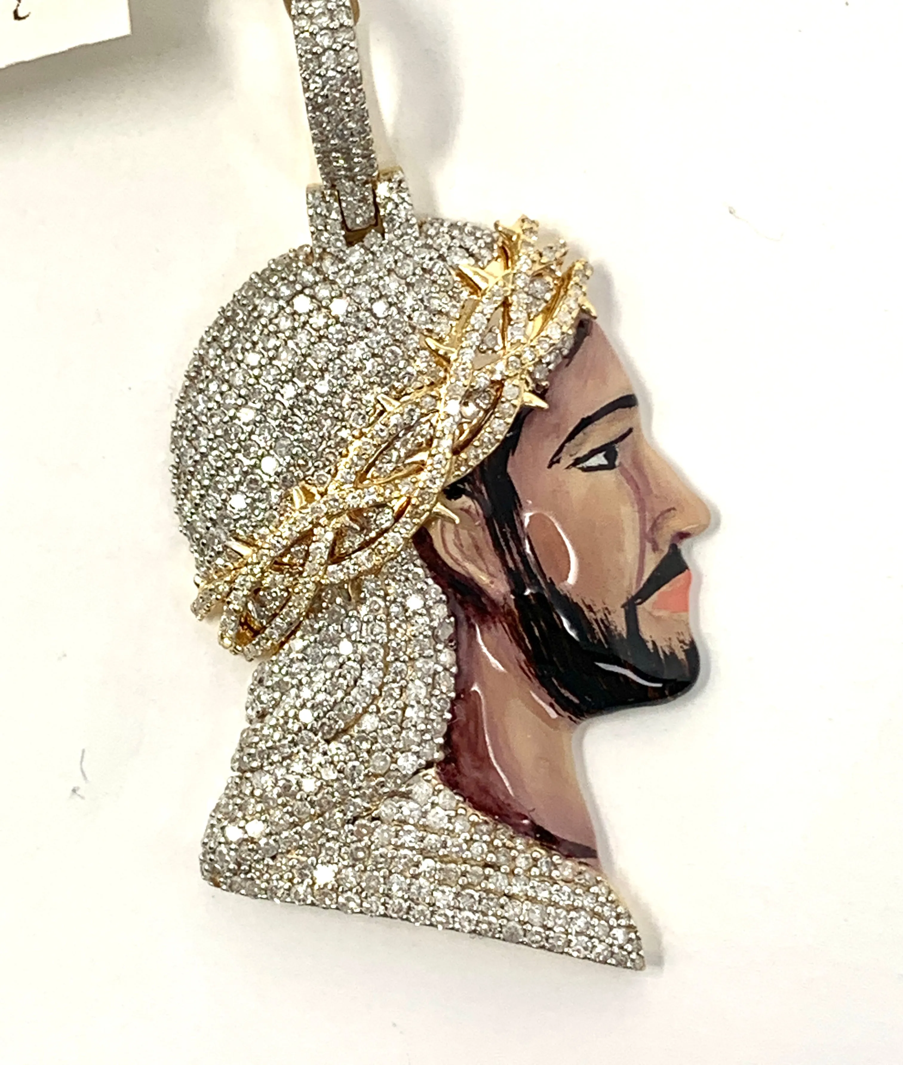 10K 1.90CT Enamel Jesus Pendant Charm