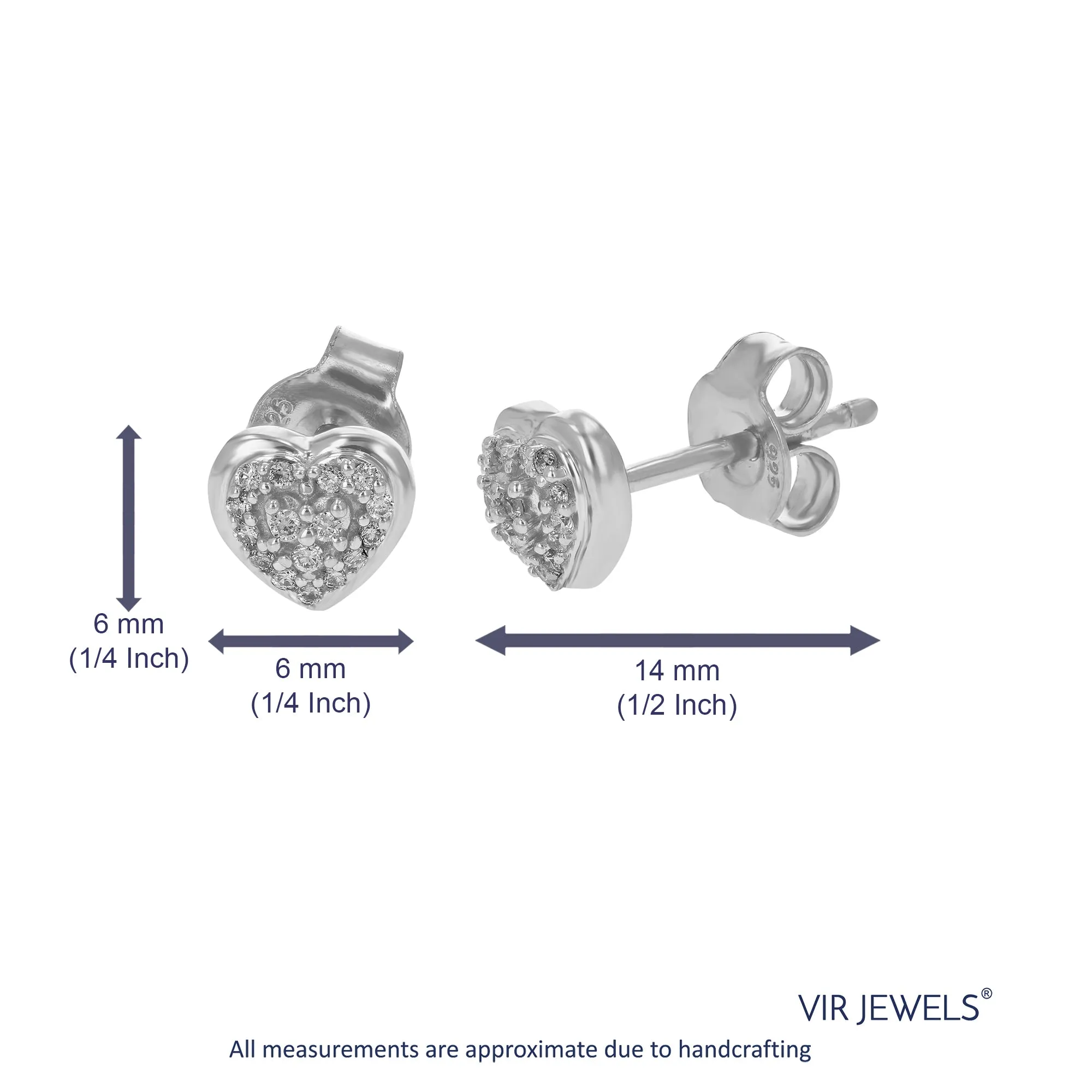 1/10 cttw Round Lab Grown Diamond Stud Earrings in .925 Sterling Silver with Push Back Prong Set