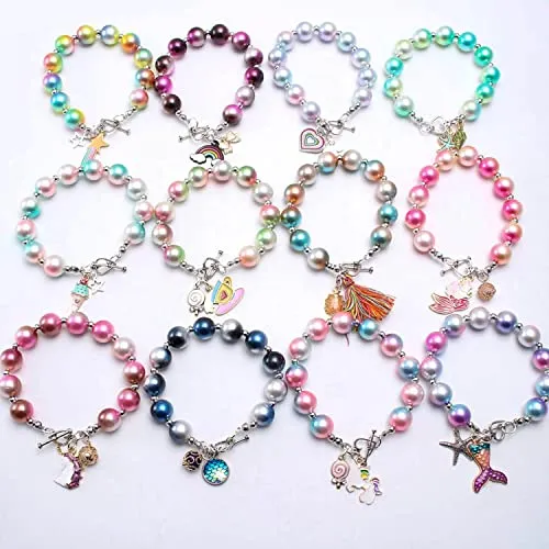 1280 Pcs Gradient Mermaid Pearl Beads for Jewelry Making, 5mm 6mm 8mm 10mm 12mm Round Spacer Rainbow Beads Faux ABS Bracelet Beads for DIY Earring Necklaces Bracelet Making (Gradient-01)