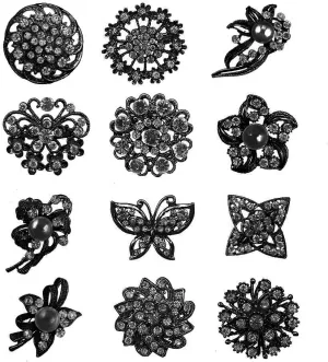 12pcs Lot Crystal Rhinestone Wedding Brooches Pins Bouquet Flowers