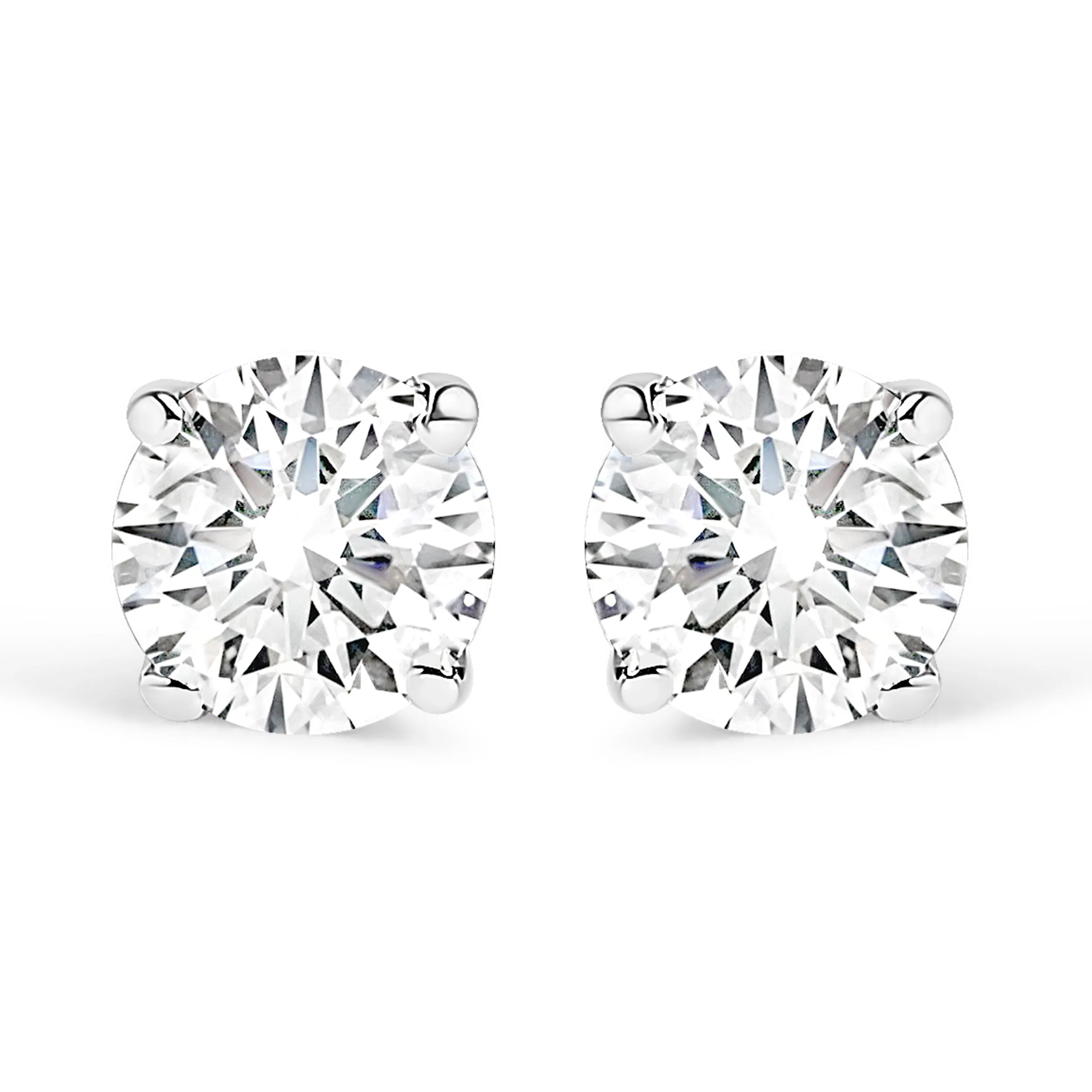 14K White Gold 1/2 Cttw Round Brilliant-Cut Near Colorless Near Colorless Diamond Classic 4-Prong Stud Earrings