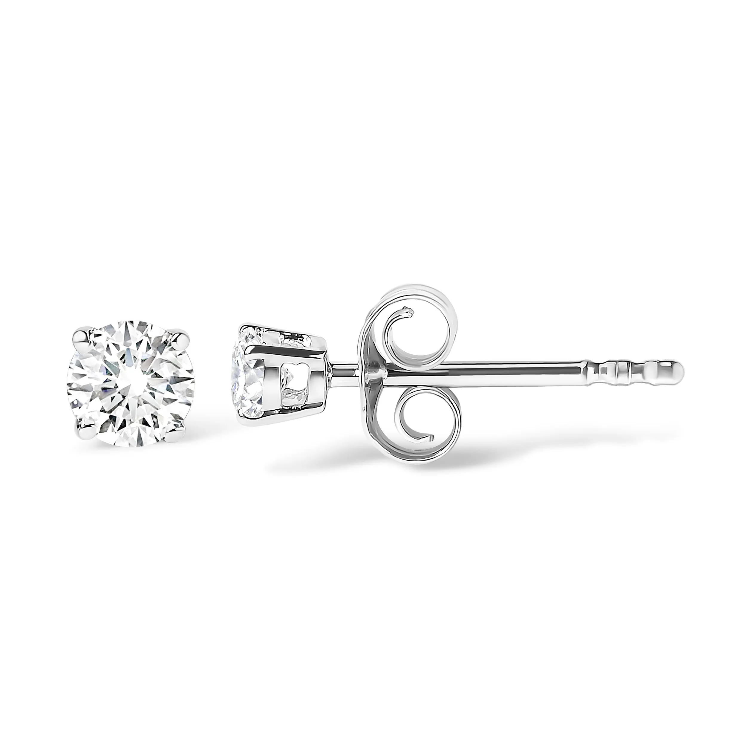 14K White Gold 1/2 Cttw Round Brilliant-Cut Near Colorless Near Colorless Diamond Classic 4-Prong Stud Earrings