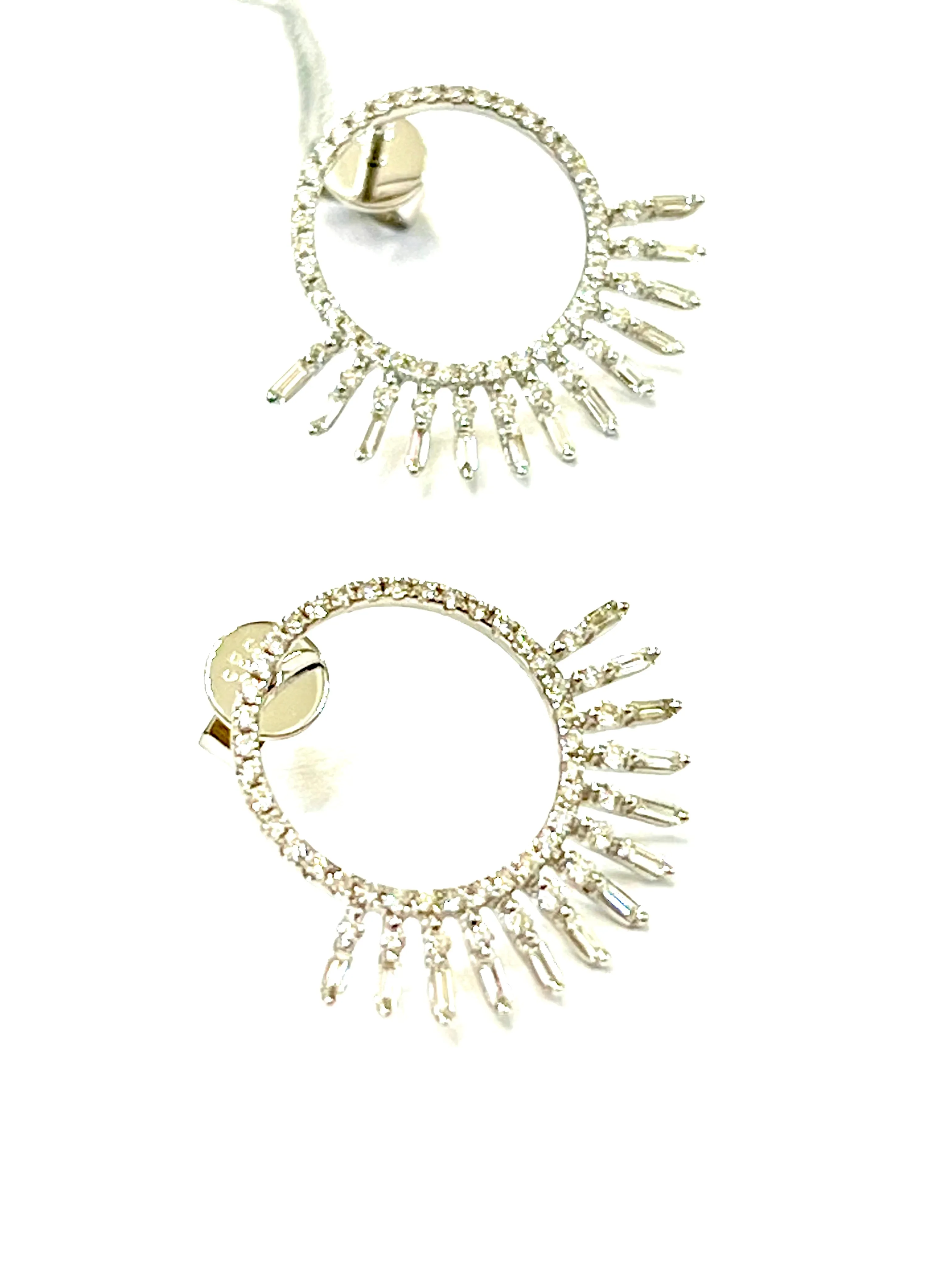 14K WHITE GOLD ROUND DANGLE DIAMOND EARRINGS