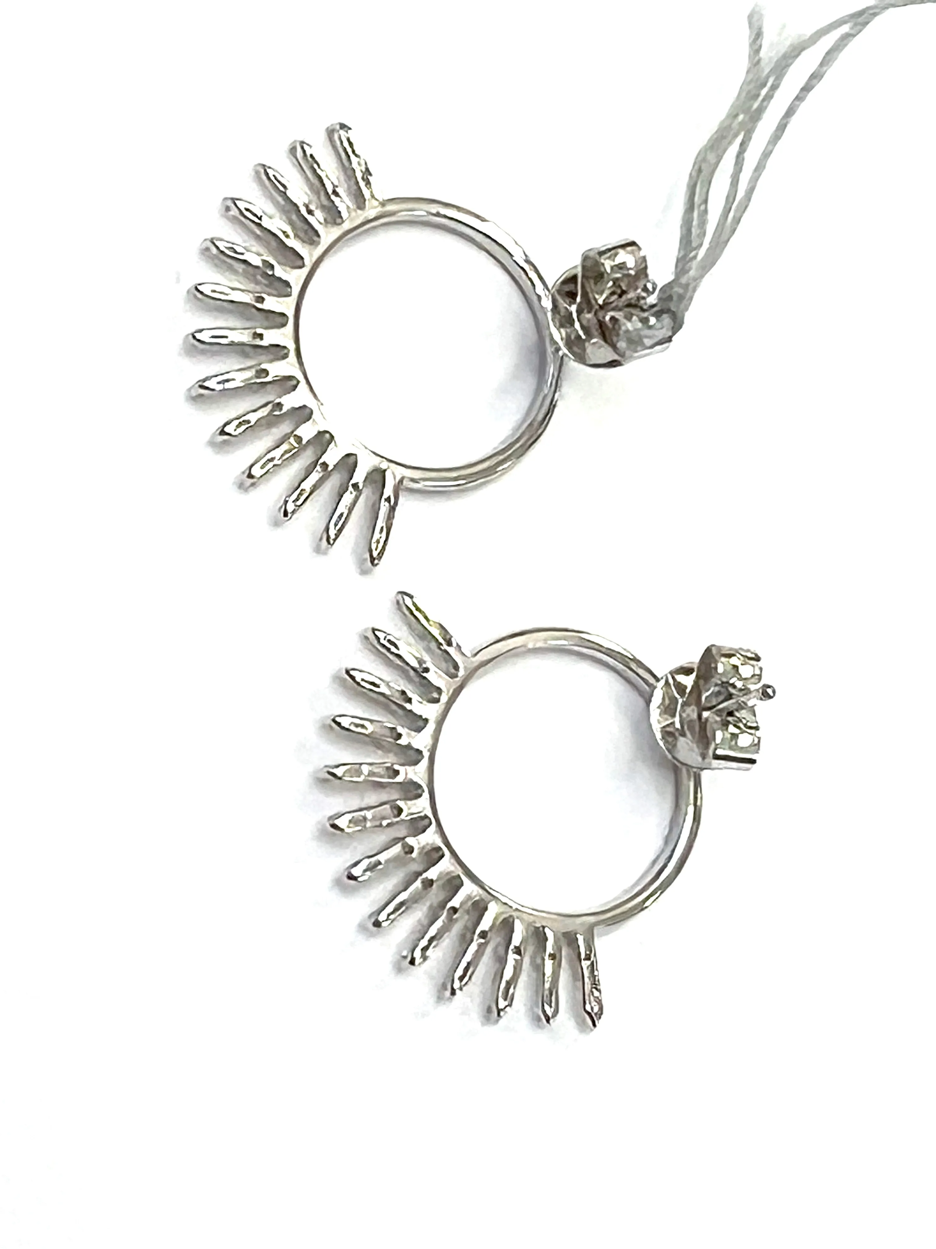 14K WHITE GOLD ROUND DANGLE DIAMOND EARRINGS