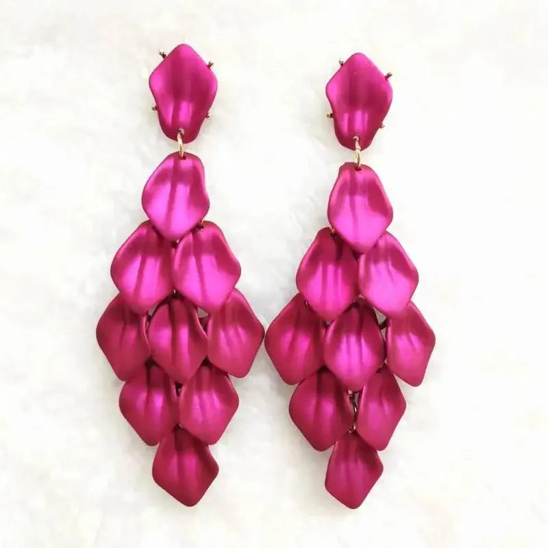 15 Colors Acrylic Petal Earrings For Women Handmade Design