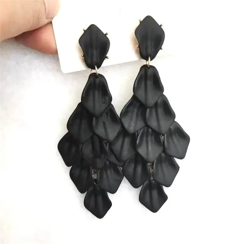 15 Colors Acrylic Petal Earrings For Women Handmade Design