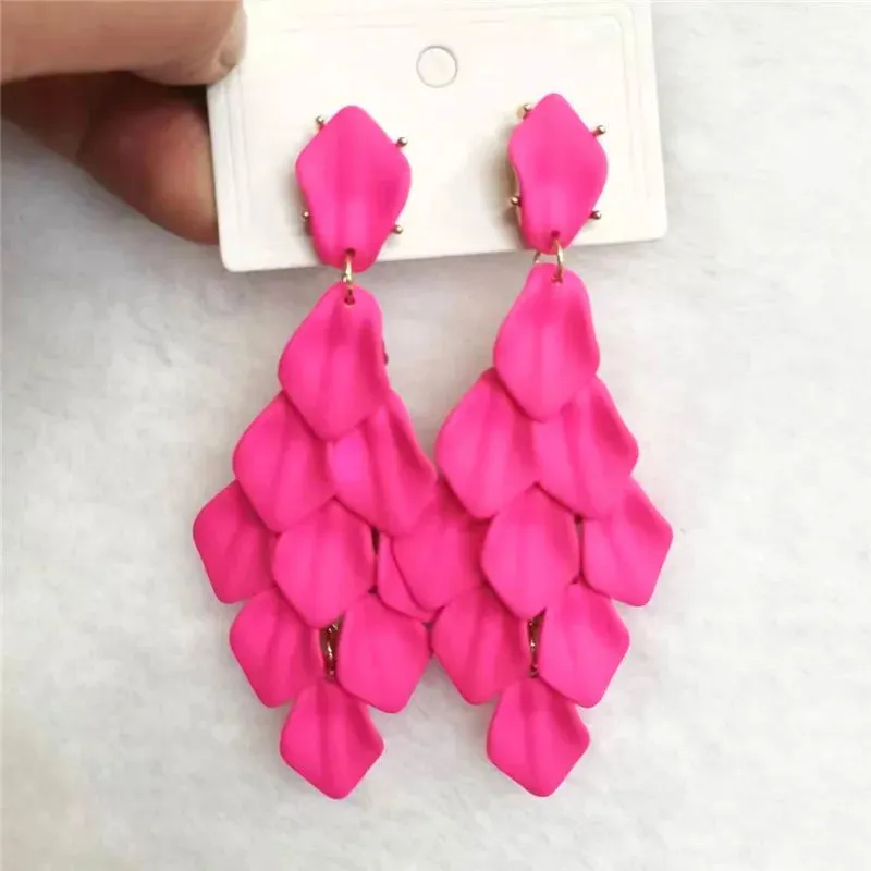 15 Colors Acrylic Petal Earrings For Women Handmade Design