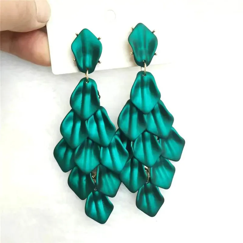 15 Colors Acrylic Petal Earrings For Women Handmade Design