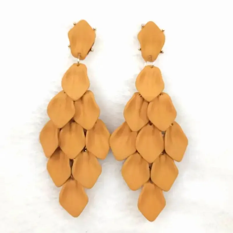 15 Colors Acrylic Petal Earrings For Women Handmade Design