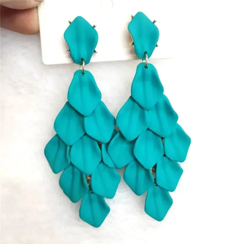 15 Colors Acrylic Petal Earrings For Women Handmade Design