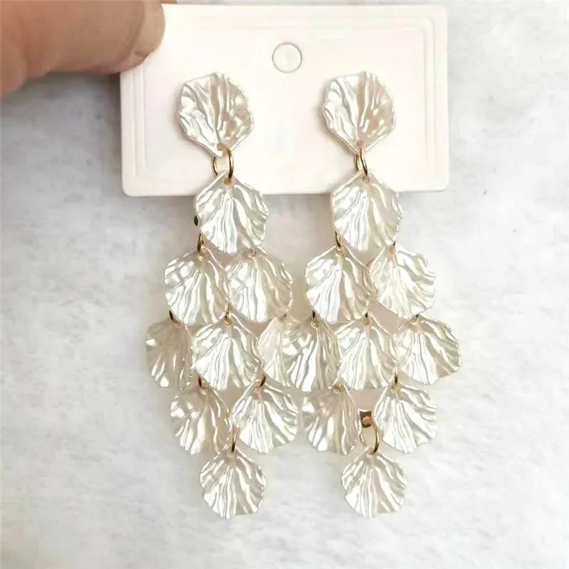 15 Colors Acrylic Petal Earrings For Women Handmade Design