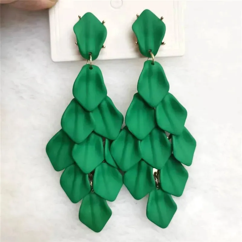 15 Colors Acrylic Petal Earrings For Women Handmade Design