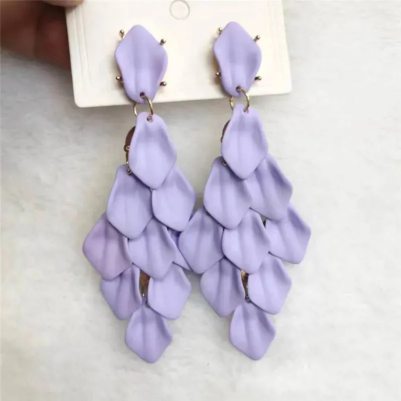 15 Colors Acrylic Petal Earrings For Women Handmade Design