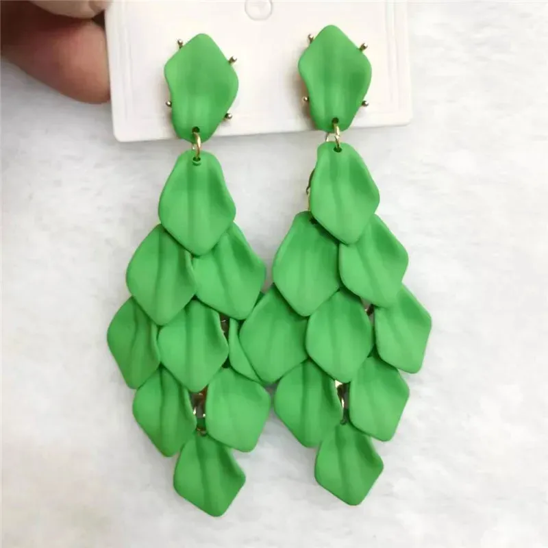 15 Colors Acrylic Petal Earrings For Women Handmade Design