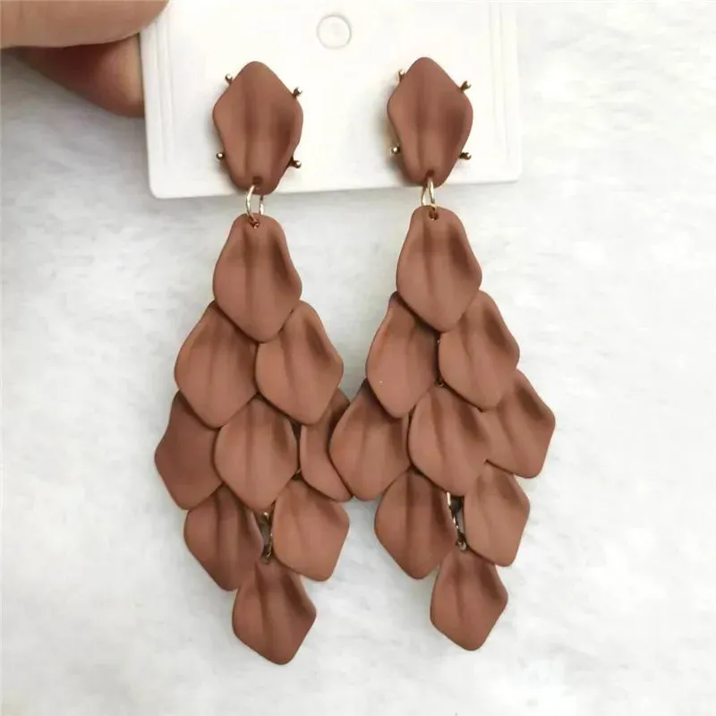 15 Colors Acrylic Petal Earrings For Women Handmade Design