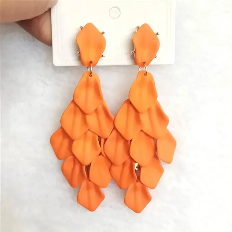15 Colors Acrylic Petal Earrings For Women Handmade Design