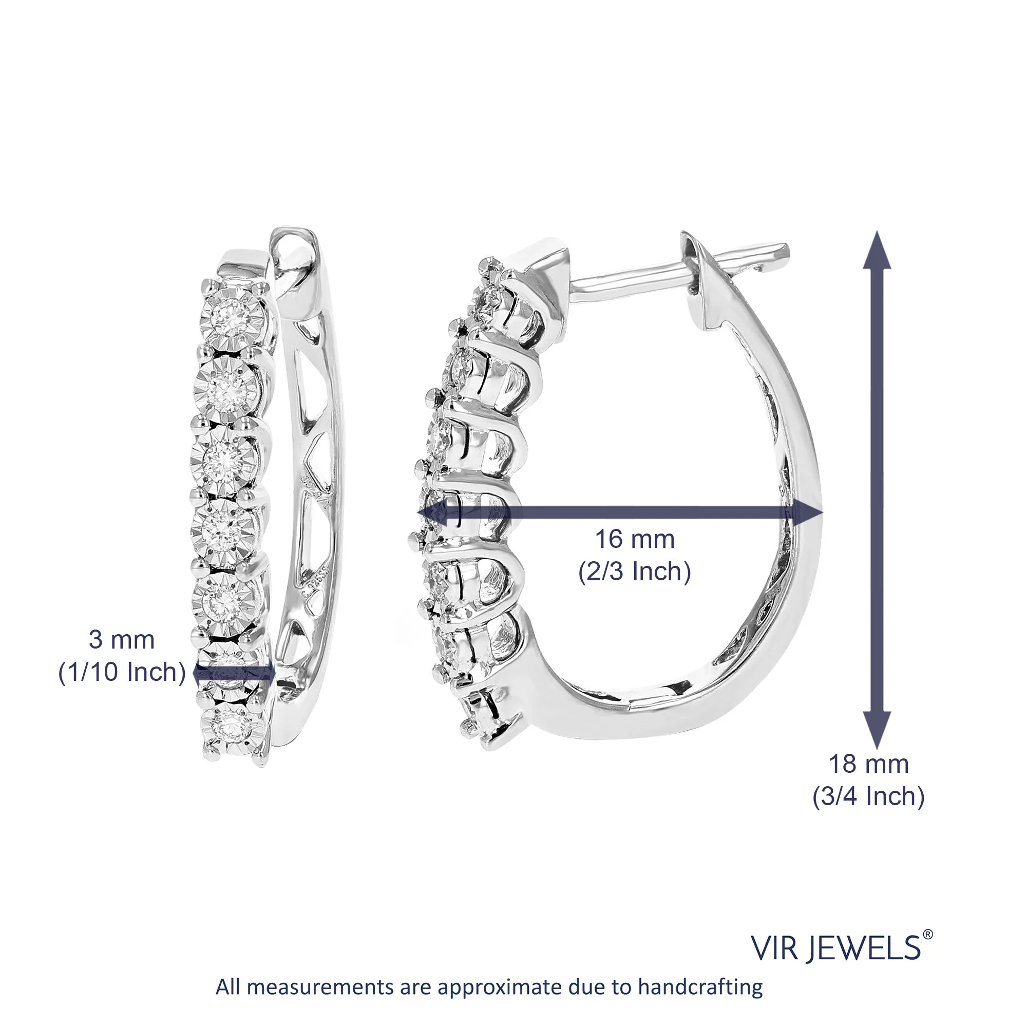 1/5 cttw Lab Grown Round Diamond Huggies Earring Sterling Silver