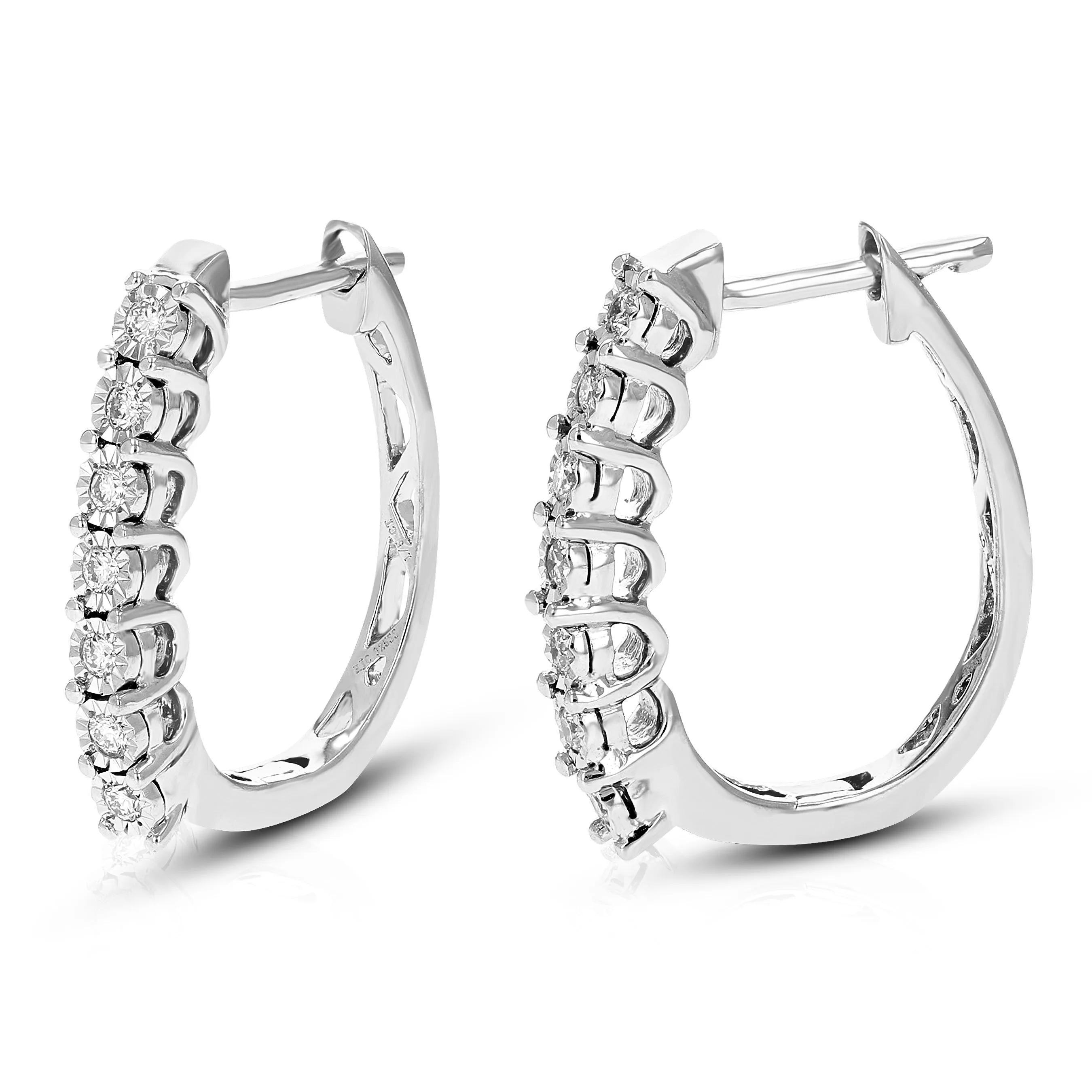 1/5 cttw Lab Grown Round Diamond Huggies Earring Sterling Silver