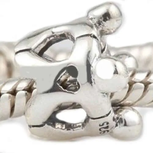 .925 Sterling Silver " Childrens Love Round"  Charm Spacer Bead for Snake Chain Charm Bracelet
