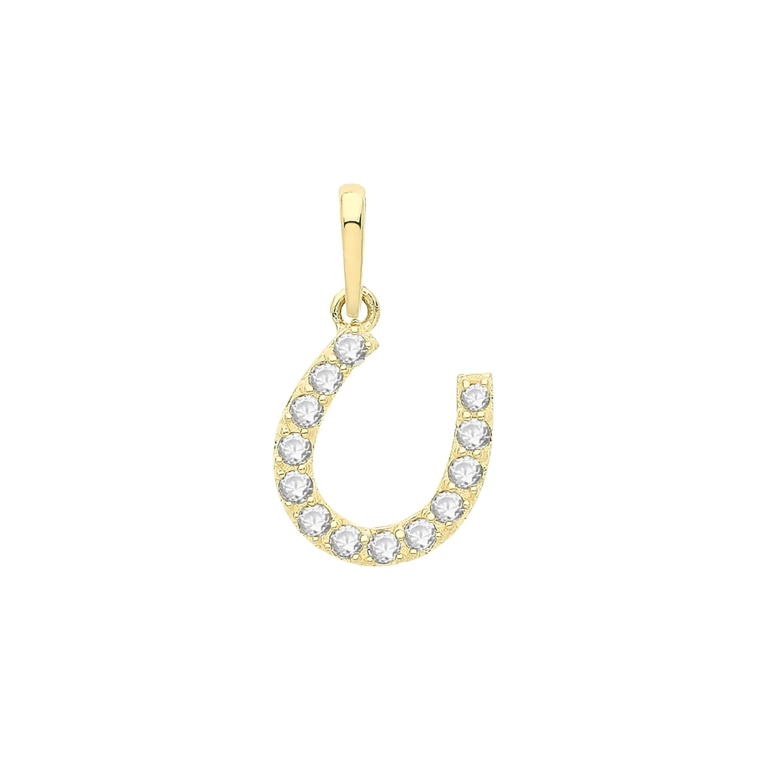 9CT GOLD CZ HORSESHOE PENDANT