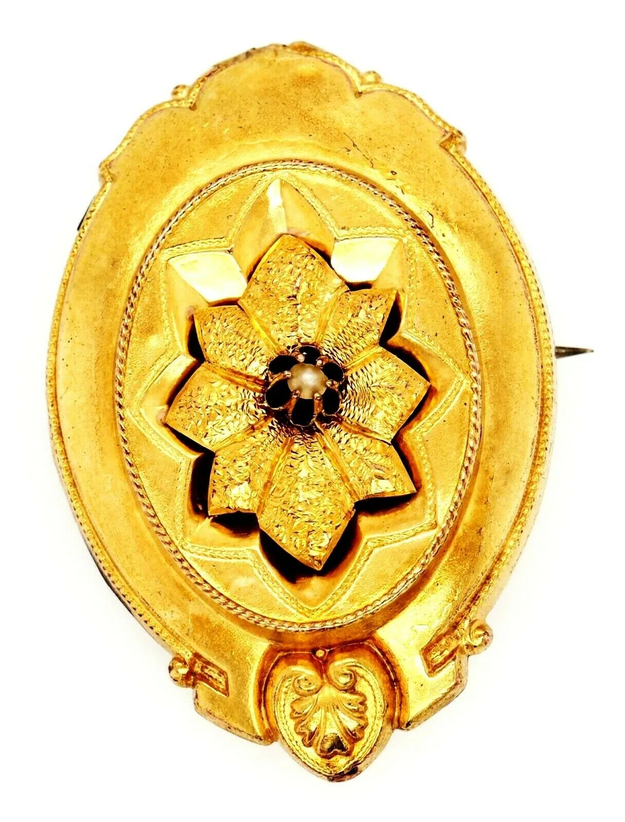 9ct Yellow Gold Seed Pearl Vintage Brooch