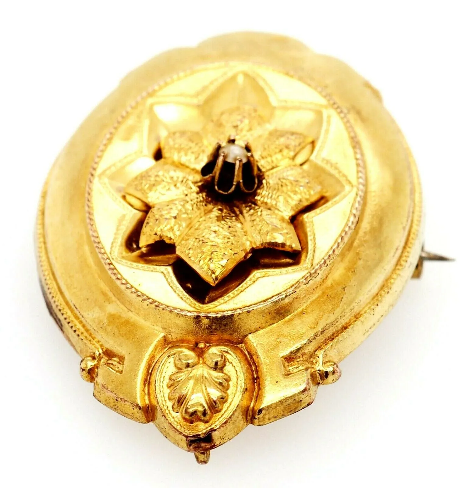 9ct Yellow Gold Seed Pearl Vintage Brooch