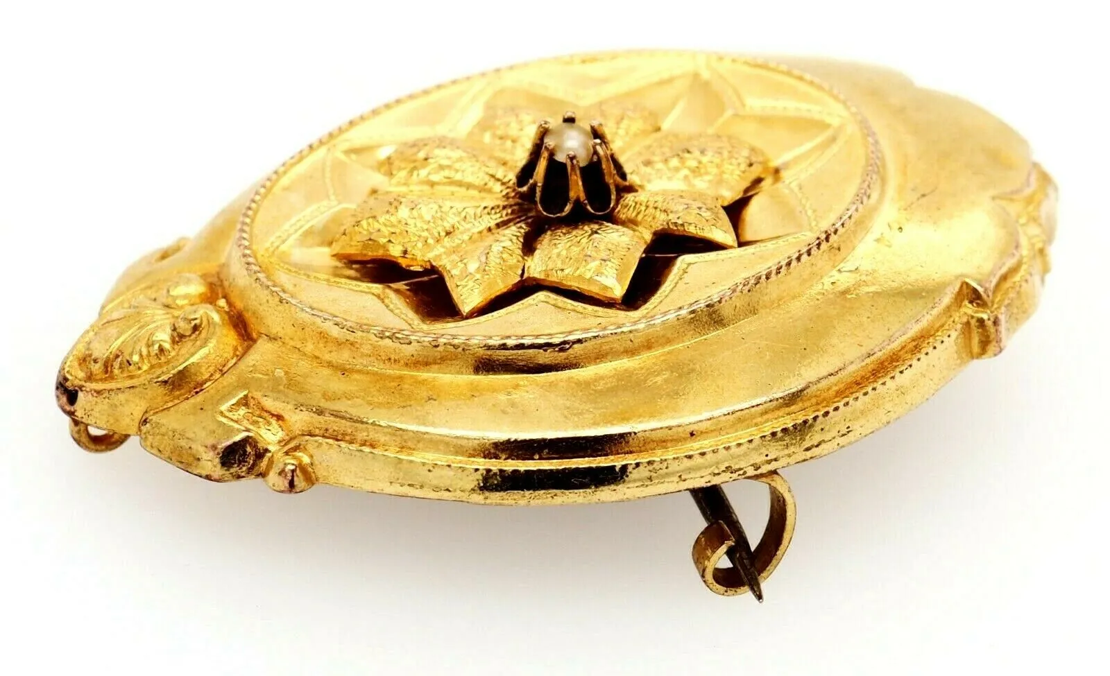 9ct Yellow Gold Seed Pearl Vintage Brooch