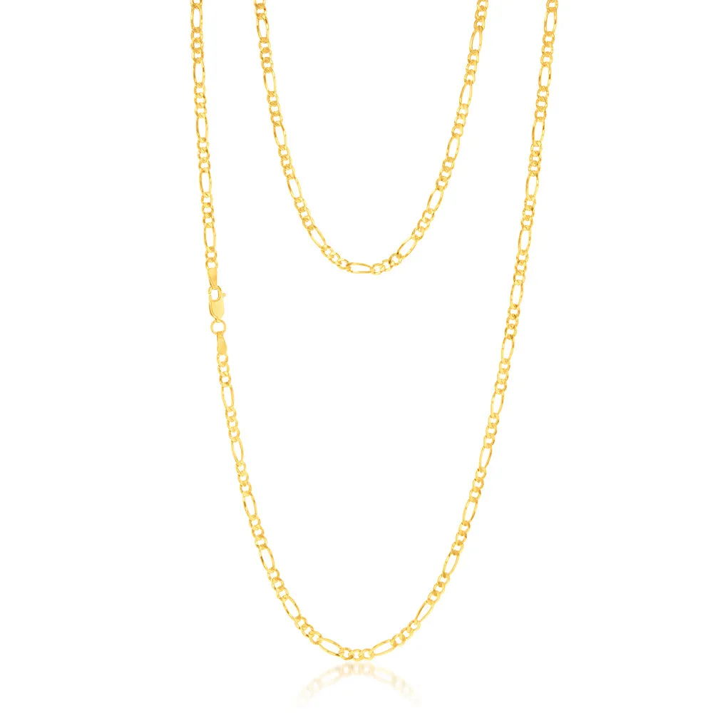 9ct Yellow Gold Silverfilled 1:3 Figaro 80 Gauge 70cm Chain