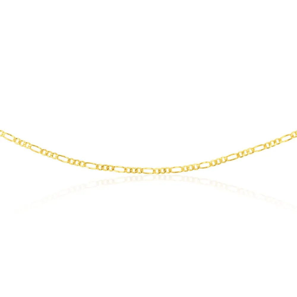 9ct Yellow Gold Silverfilled 1:3 Figaro 80 Gauge 70cm Chain