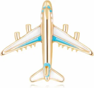 Airplane Brooch Pins Creative Enamel Red Blue Miniature Aircraft Plane Small Lapel Pin for Women Men Flight Attendant Aviator Pilot Traveller Holiday Party Dress Suit Hat Bag Jewelry Accessories