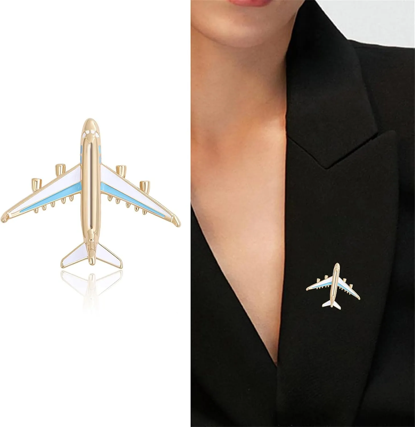 Airplane Brooch Pins Creative Enamel Red Blue Miniature Aircraft Plane Small Lapel Pin for Women Men Flight Attendant Aviator Pilot Traveller Holiday Party Dress Suit Hat Bag Jewelry Accessories