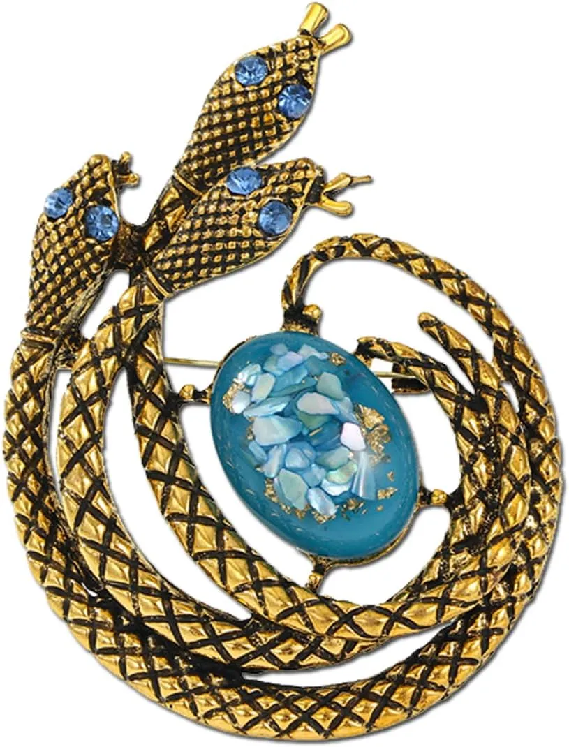 Animal Brooch Retro Snake Brooch Snake Rhinestone Brooch Coat Accessory Metal Animal Lapel Pin 3 Head Snake Brooch for Women Lapel Pin for Men Backpack Pin Hat Pin