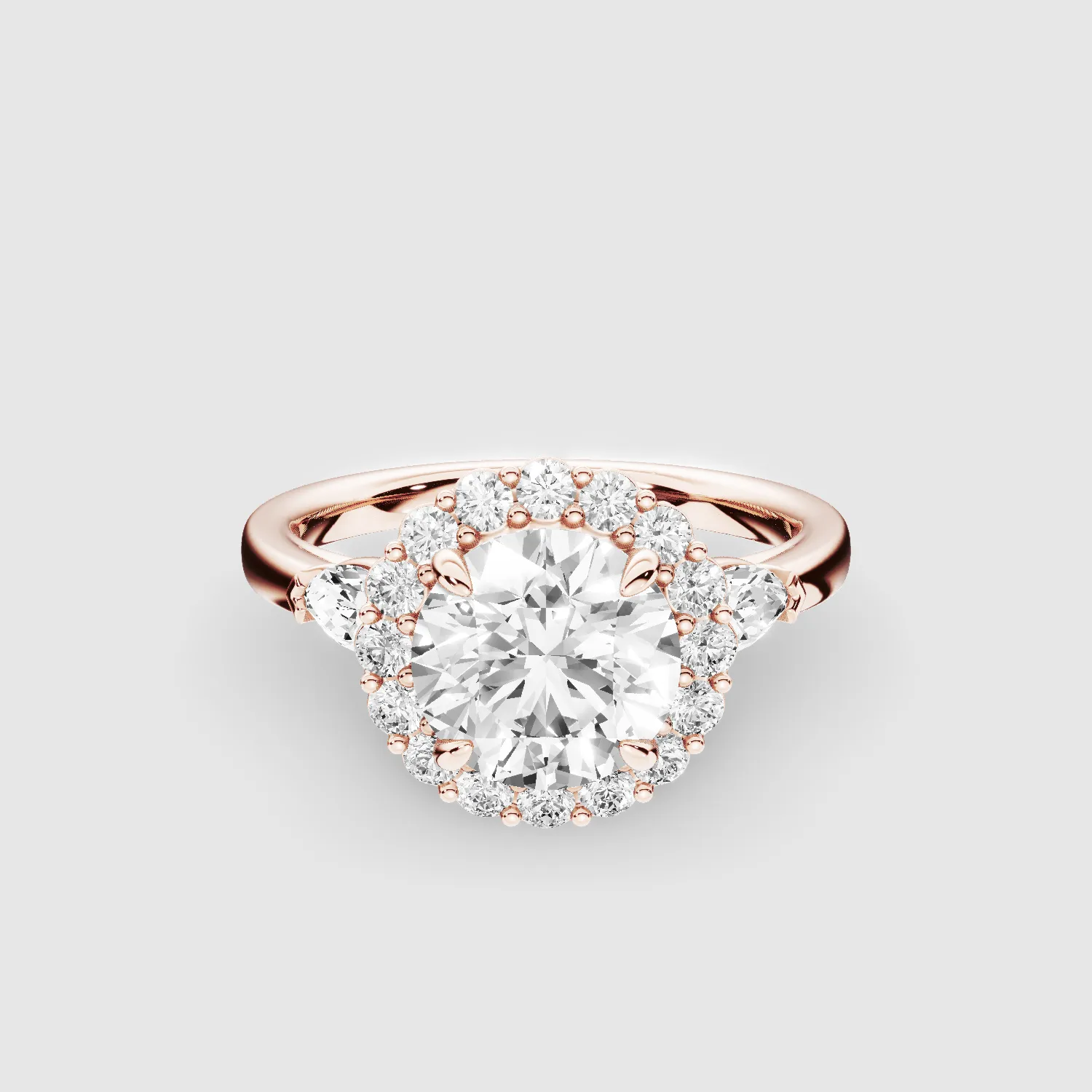 Ariel Three Stone Plain Shank Lab Grown Solitaire Diamond Ring - The Mystic Halo Collection-Round