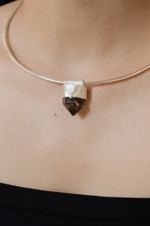 Australian Double Terminated Morella Smoky Quartz Stack Pendant, Organic Textured  Sterling Silver, Capricorn Zodiac, Grounding,Protection