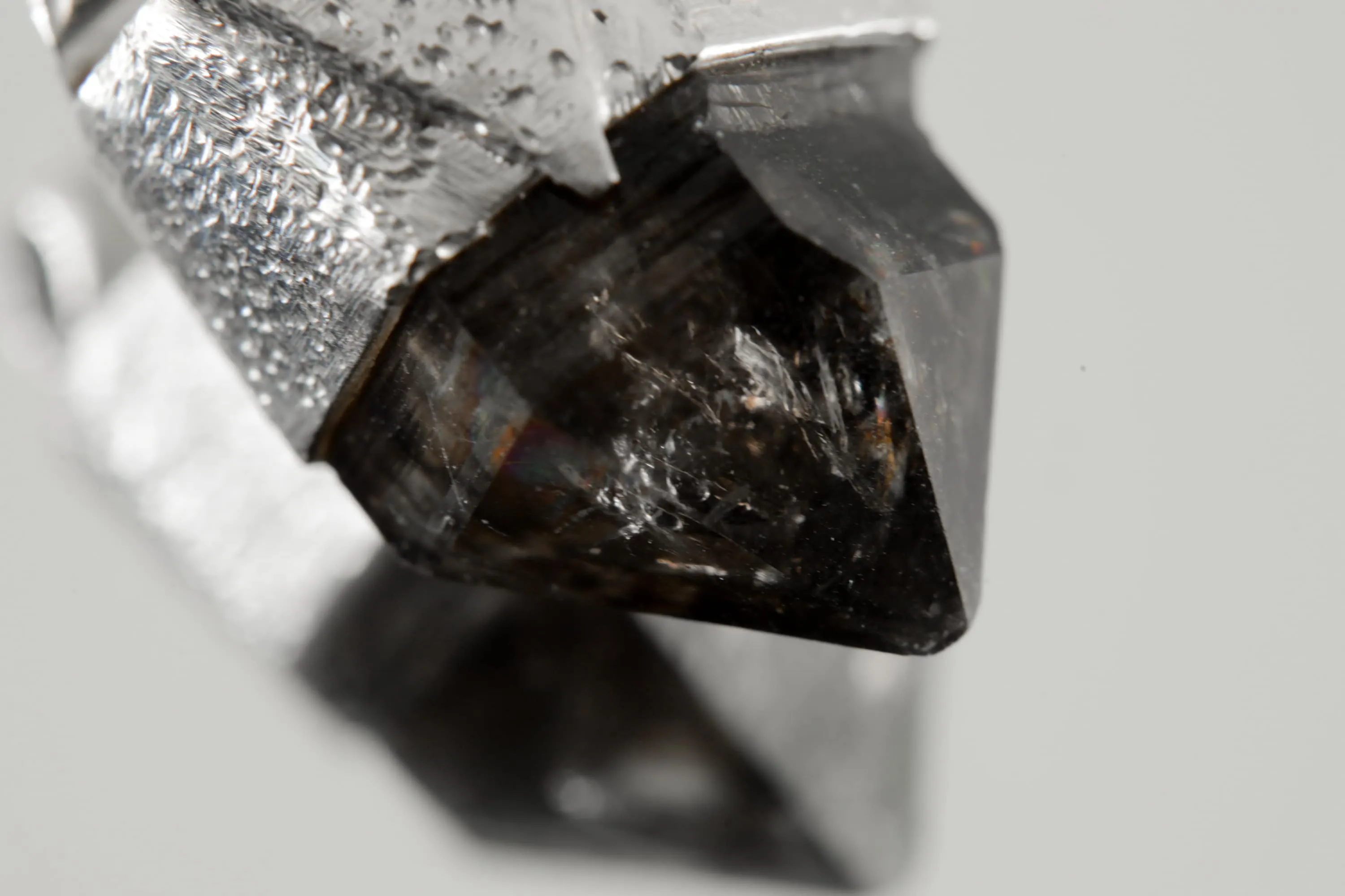 Australian Double Terminated Morella Smoky Quartz Stack Pendant, Organic Textured  Sterling Silver, Capricorn Zodiac, Grounding,Protection