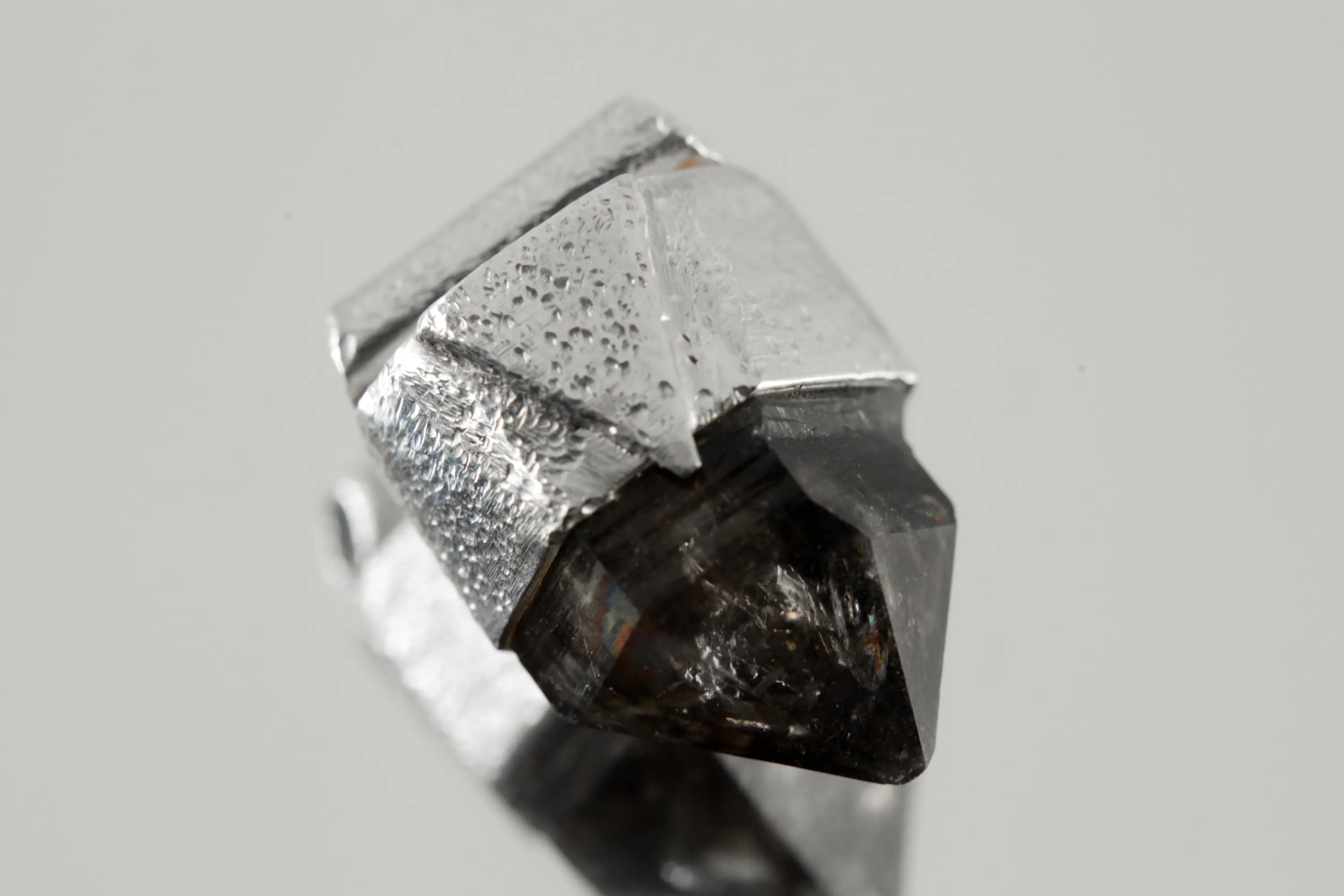 Australian Double Terminated Morella Smoky Quartz Stack Pendant, Organic Textured  Sterling Silver, Capricorn Zodiac, Grounding,Protection