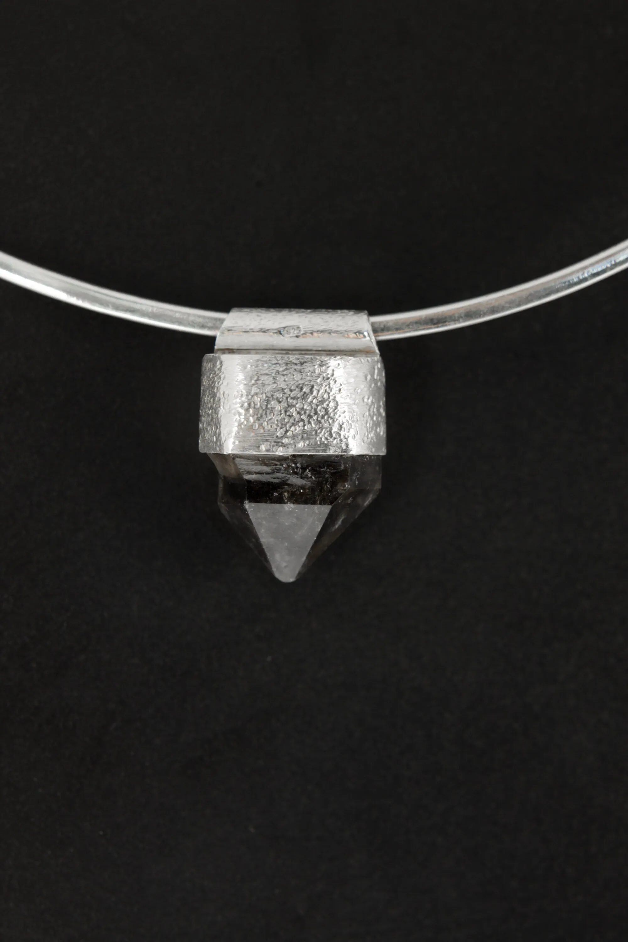 Australian Double Terminated Morella Smoky Quartz Stack Pendant, Organic Textured  Sterling Silver, Capricorn Zodiac, Grounding,Protection