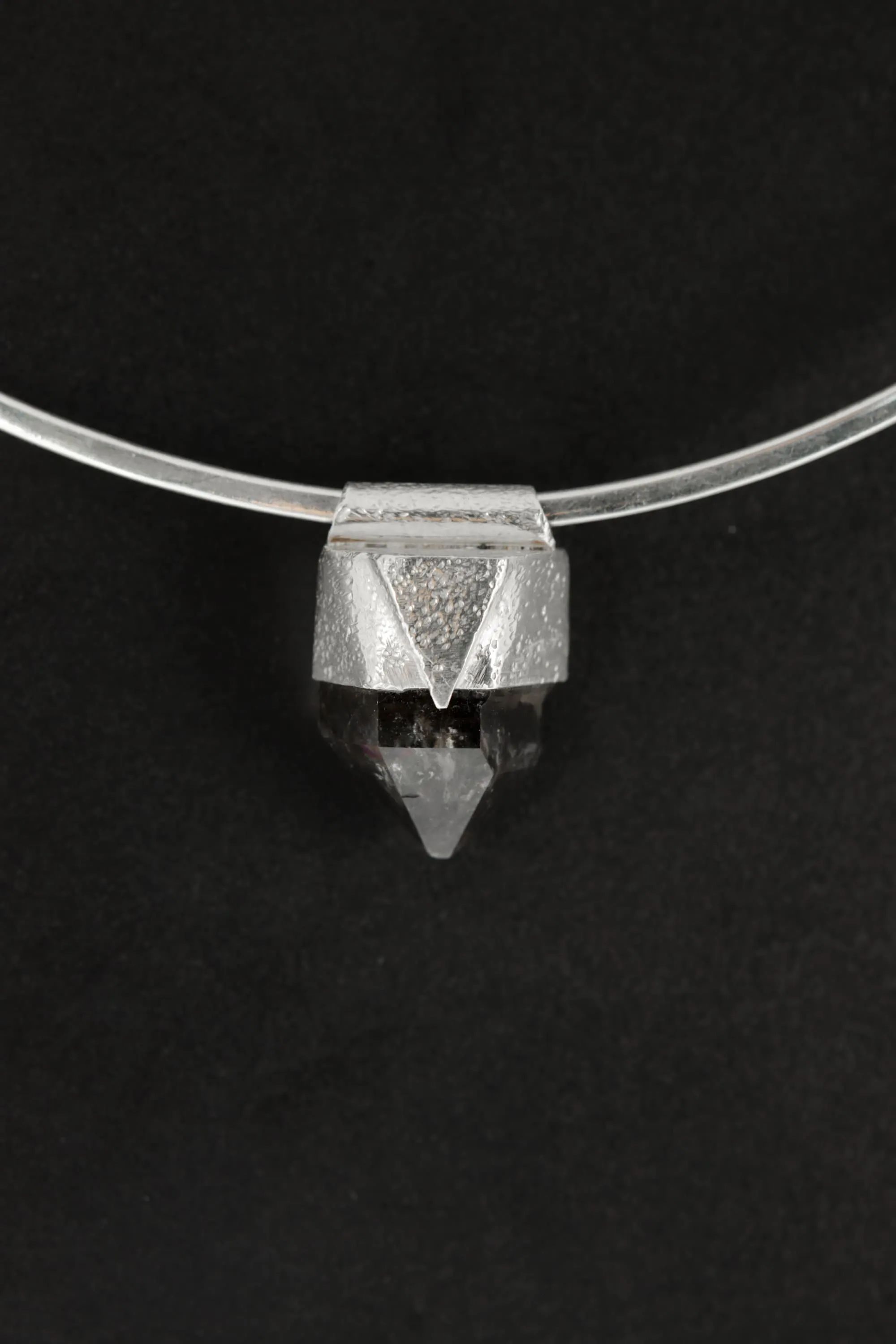 Australian Double Terminated Morella Smoky Quartz Stack Pendant, Organic Textured  Sterling Silver, Capricorn Zodiac, Grounding,Protection