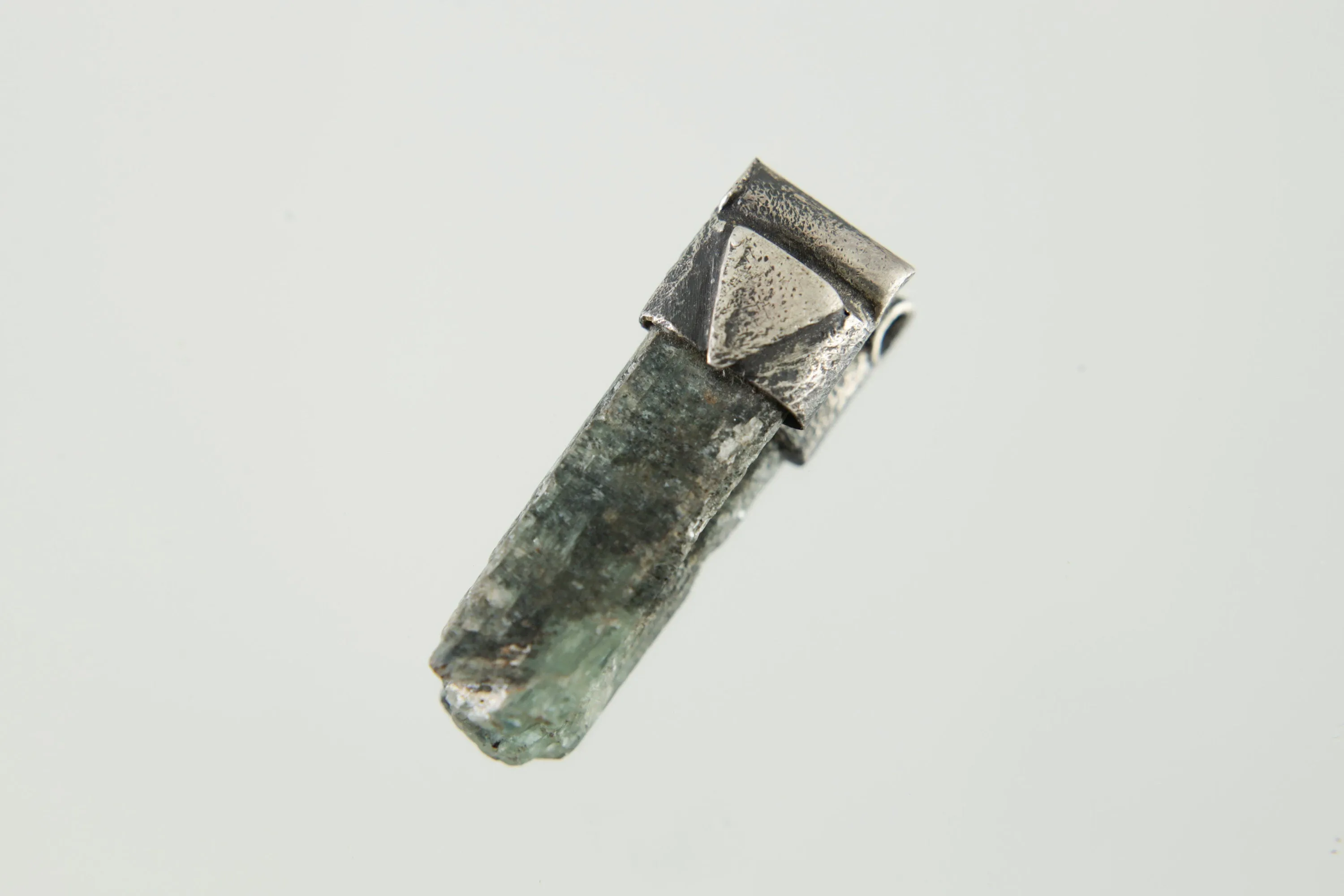 Australian Kyanite from Hearts Range Stack Pendant with Organic Textured Sterling Silver Crystal Charm Libra Zodiac Throat Chakra Jewelry