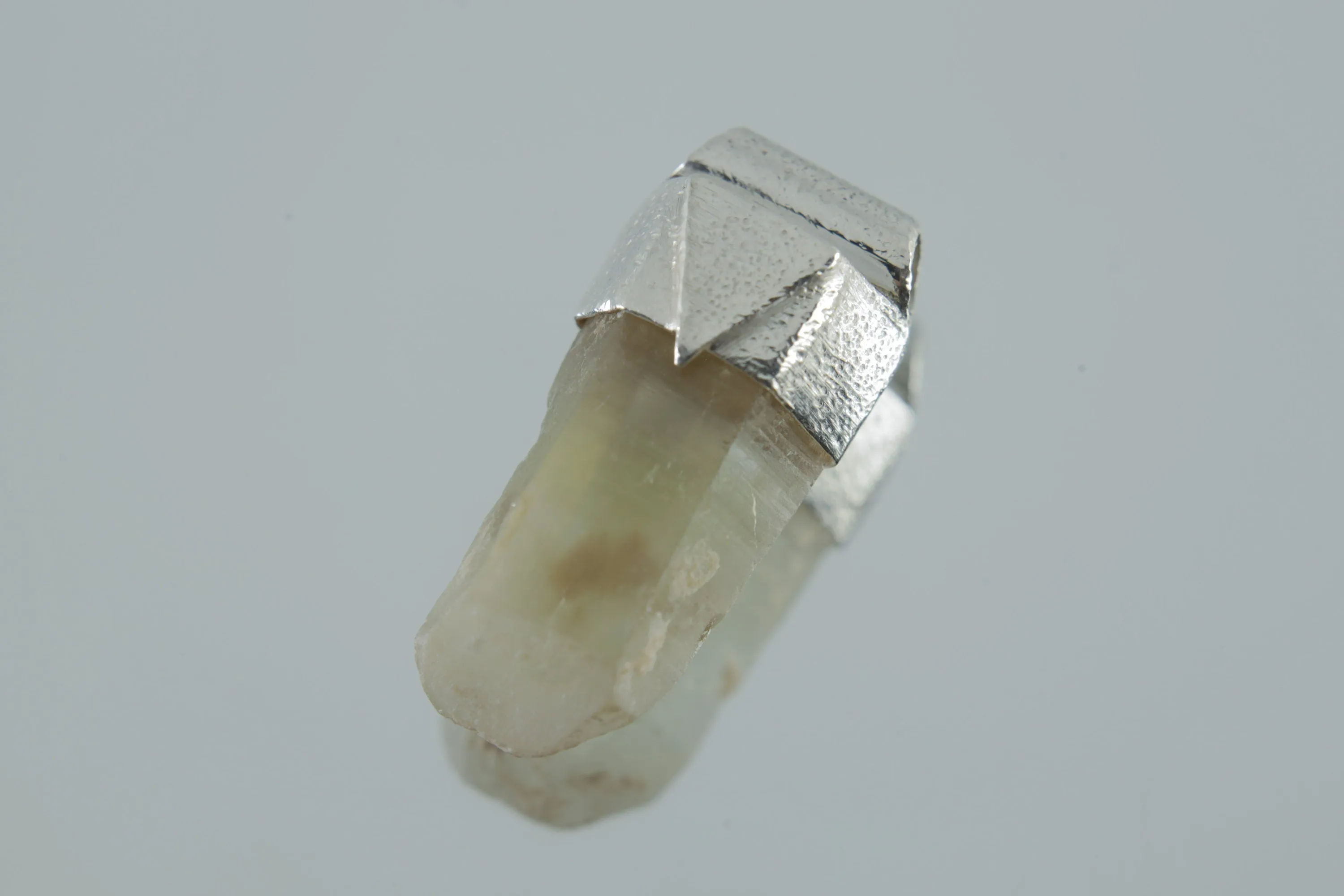 Australian Lemurian Light Citrine Quartz Point Stack Pendant, Organic Textured Sterling Silver, Solar Plexus Chakra,Positivity, Unique Gift