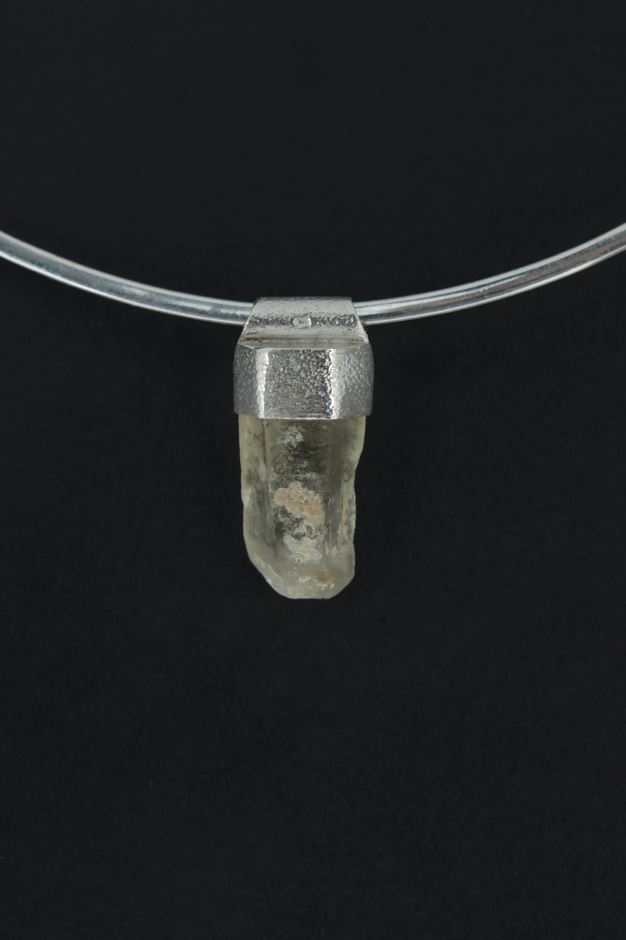 Australian Lemurian Light Citrine Quartz Point Stack Pendant, Organic Textured Sterling Silver, Solar Plexus Chakra,Positivity, Unique Gift