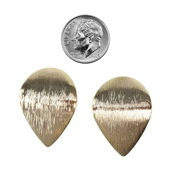 Brass Large Teardrop Stud Earring with Loop - 18k Gold Plated - Pkg/2