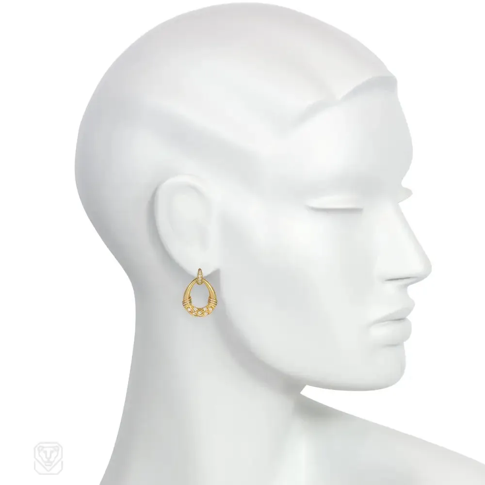 Cartier gold and diamond doorknocker earrings