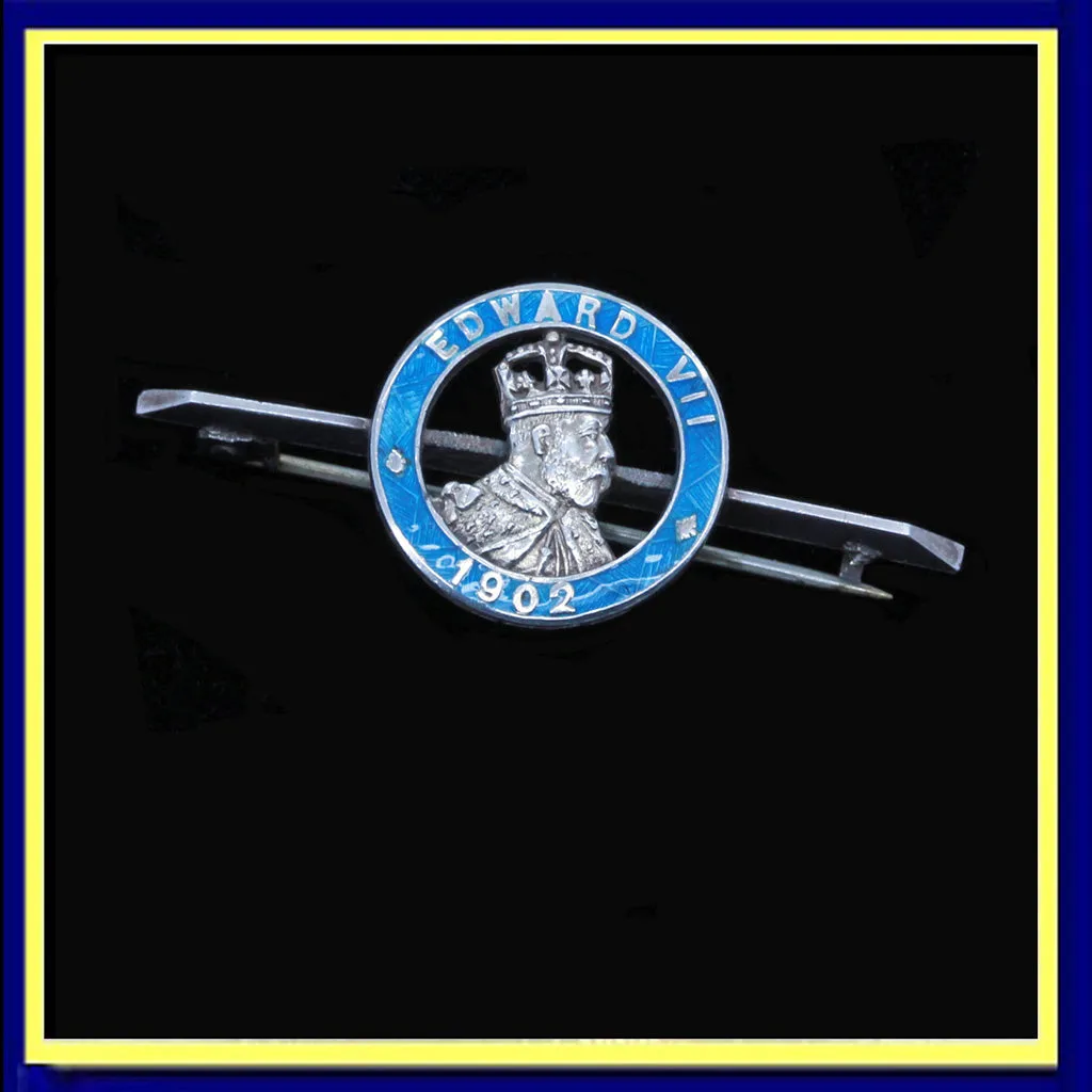 Charles Horner Antique Edward VII Coronation Brooch Silver Enamel 1902 (6732)