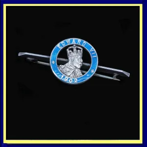 Charles Horner Antique Edward VII Coronation Brooch Silver Enamel 1902 (6732)