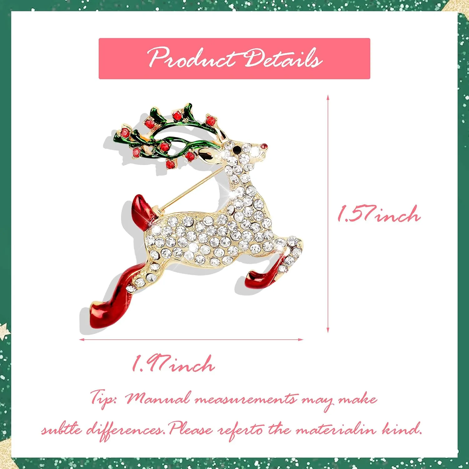 Christmas Pins & Brooches for Women - Stocking Stuffers: Jingle Bell Wreath Pin, Enamel Tree Pin & X-mas Jewelry Gifts