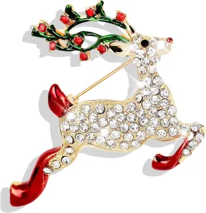 Christmas Pins & Brooches for Women - Stocking Stuffers: Jingle Bell Wreath Pin, Enamel Tree Pin & X-mas Jewelry Gifts